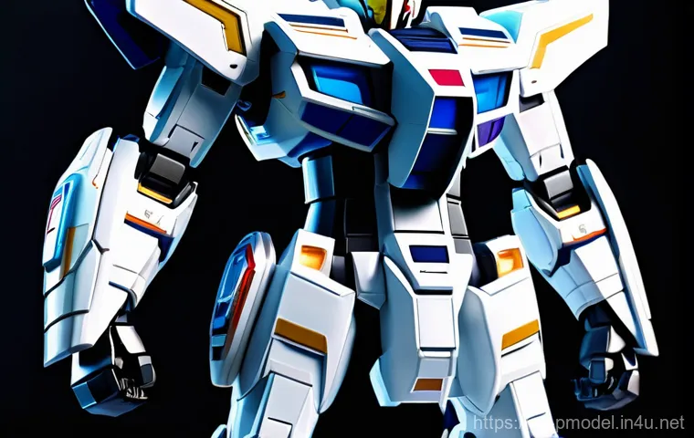 RG 건담 최신 모델 - 0 model, showcasing its robust and highly articulated design in a dynamic, heroic stance. The Gundam...