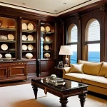 Home 16 프라모델 진열장 추천 - **Prompt:** A classic, elegant living room in a European-style home, bathed in soft, natural light f...