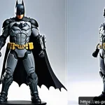 Home 19 DC 히어로 프라모델 추천 - A highly detailed collectible figure of Batman from the Arkham Knight series, wearing a textured gra...