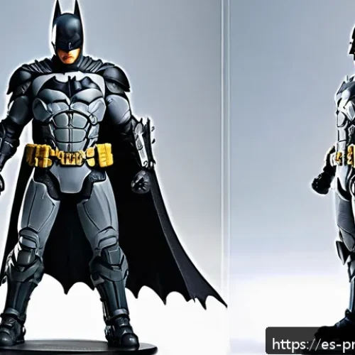 Home 13 DC 히어로 프라모델 추천 - A highly detailed collectible figure of Batman from the Arkham Knight series, wearing a textured gra...